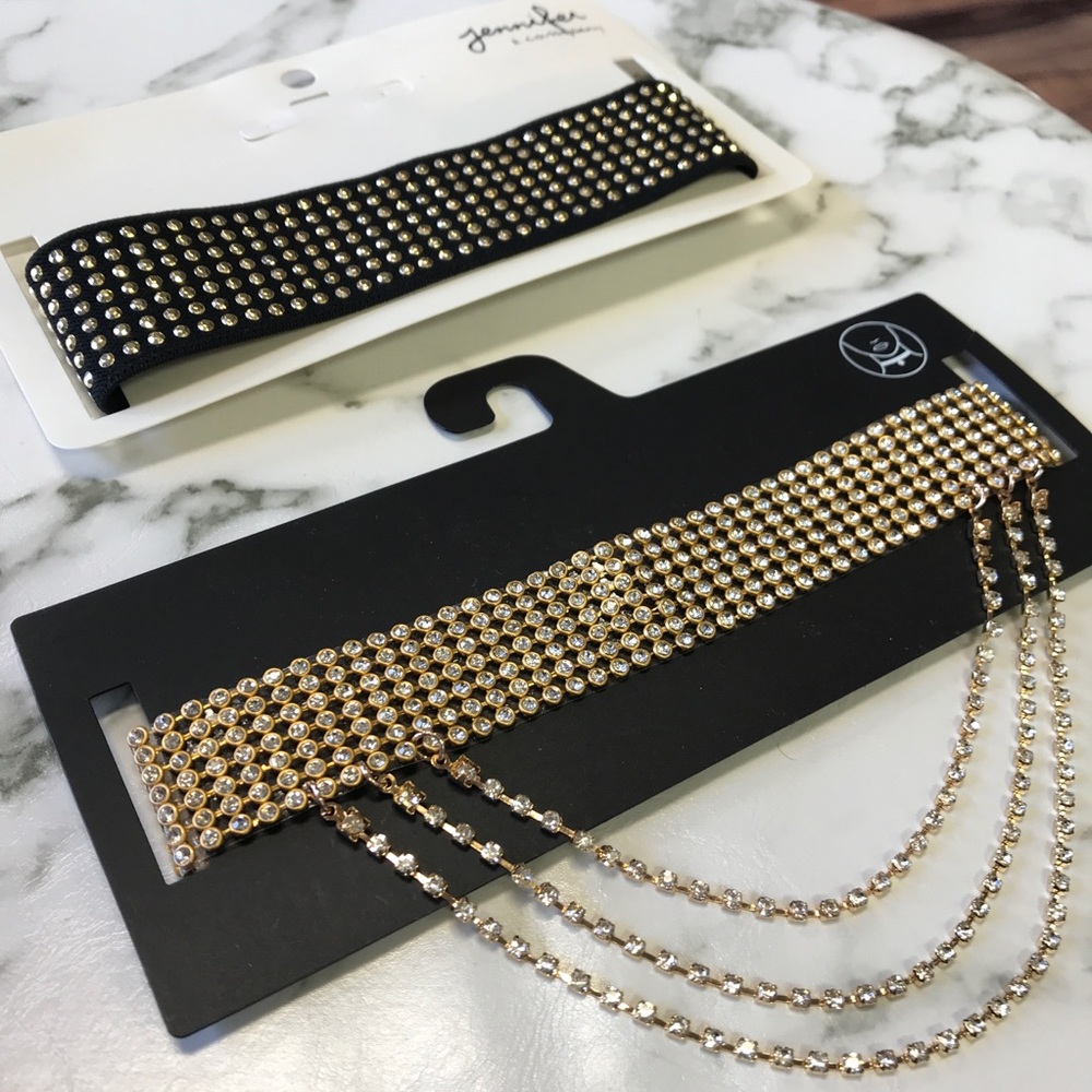 ‼️ Gold Rhinestone Black Choker Necklace - Picture 5 of 8